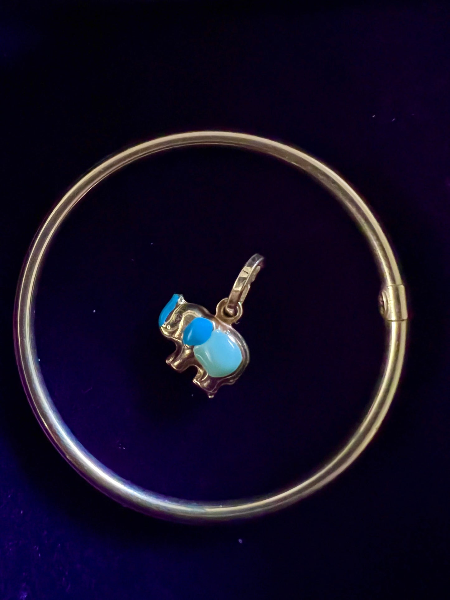 14k Enamel Elephant Charm