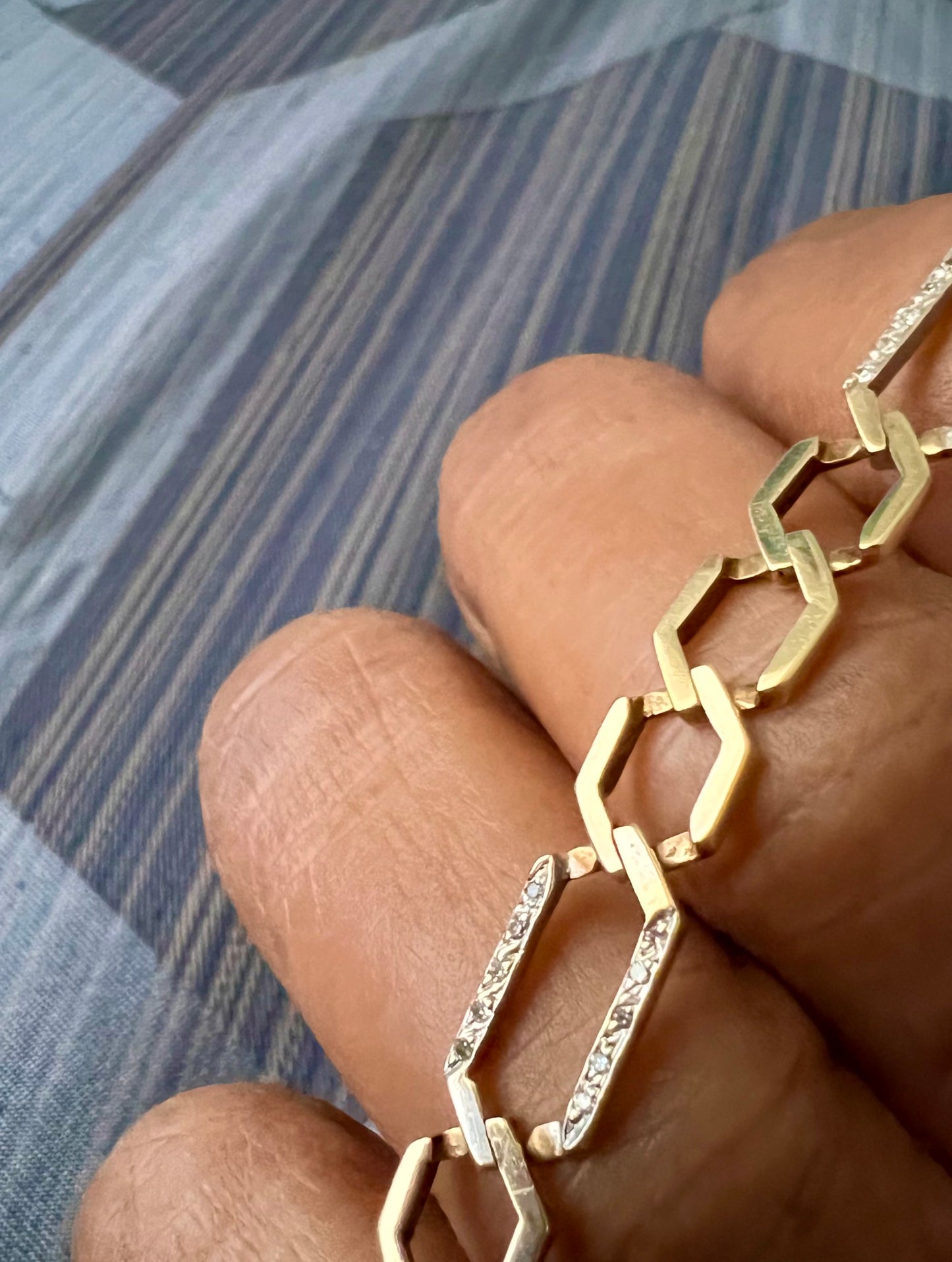 14k Geometric Figaro Bracelet with Diamonds