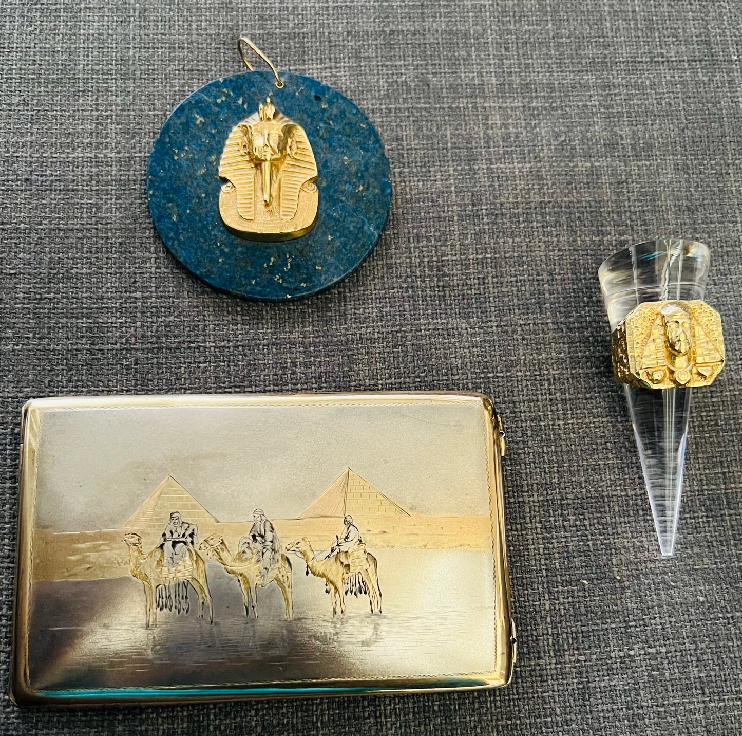 18k King Tut on Lapis Lazuli Disc