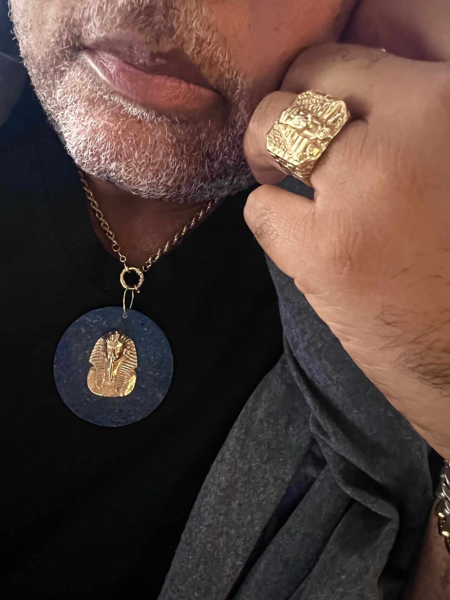 18k King Tut Medallion on Lapis Lazuli