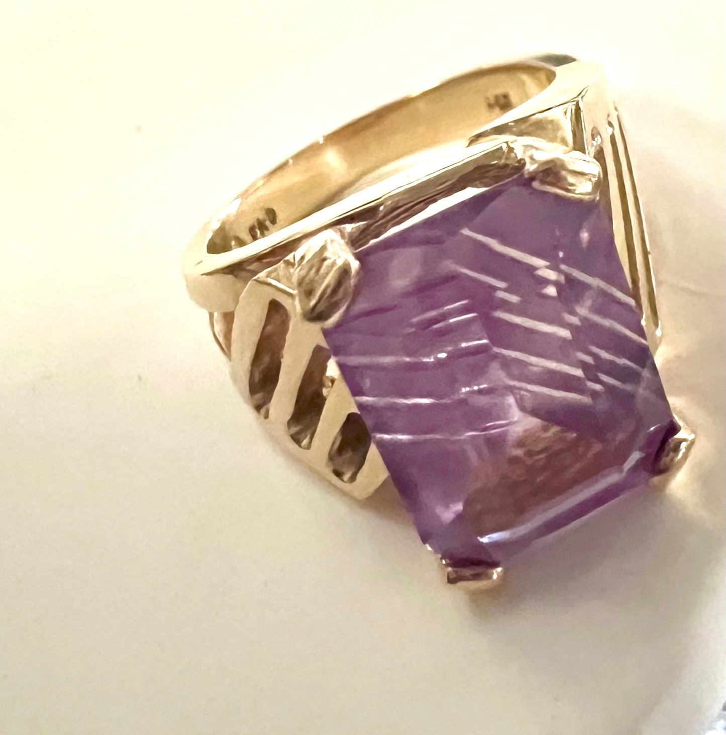 14k Amethyst "Lines" Ring