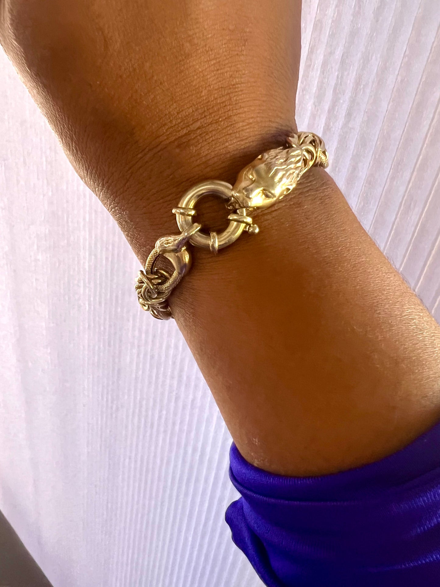 Sterling Silver Signed Lion Clasp Bracelet